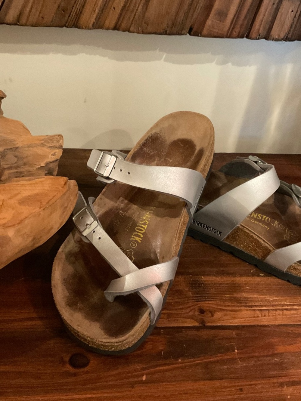 Birkenstock Women’s Mayari Silver Sandals, Size 36